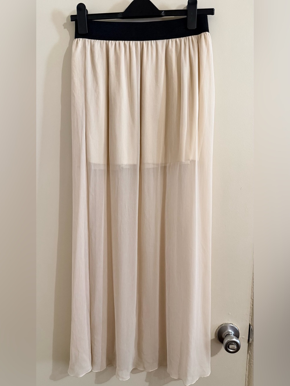 No Boundaries Cream Layered Sheer Maxi Skirt